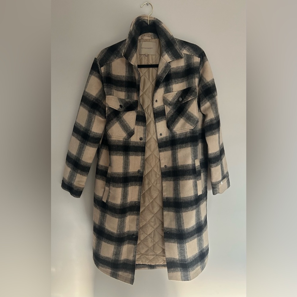 Soyaconcept wool Plaid Longline Coat